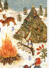 woodland christmas tree painting